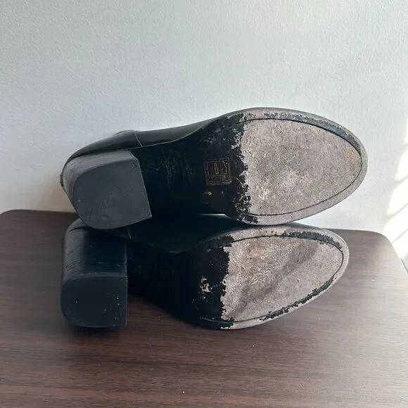 Rag & Bone Black Leather Heeled Ankle Booties Sz 40 - Picture 6 of 7